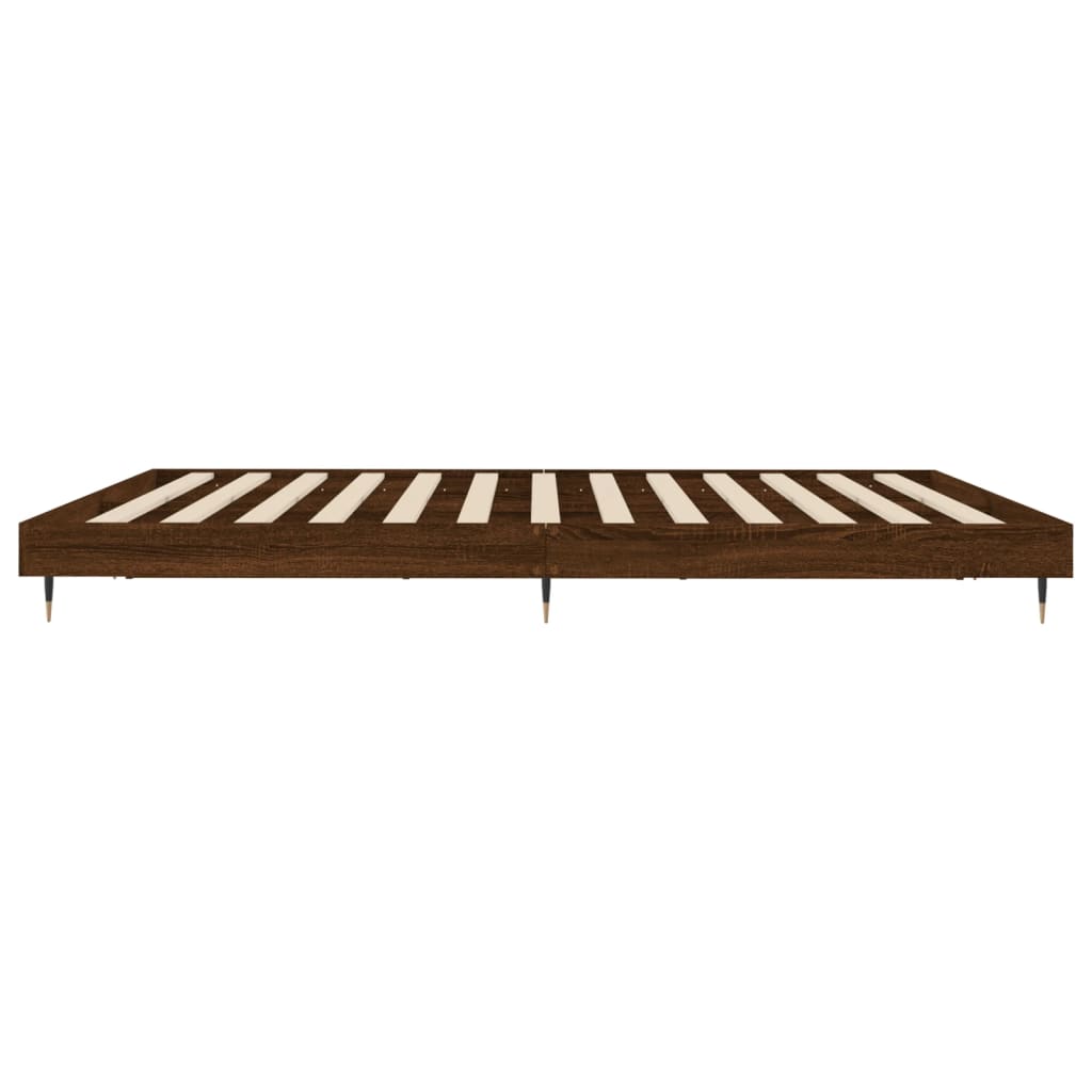 Bed Frame without Mattress Brown Oak 140x200 cm Engineered Wood