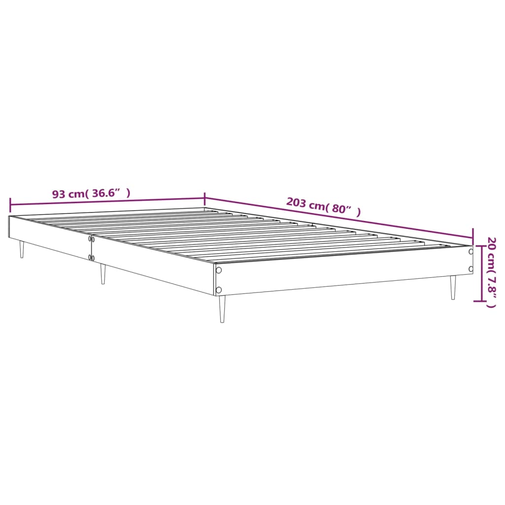 Bed Frame Sonoma Oak 90x200 cm Engineered Wood