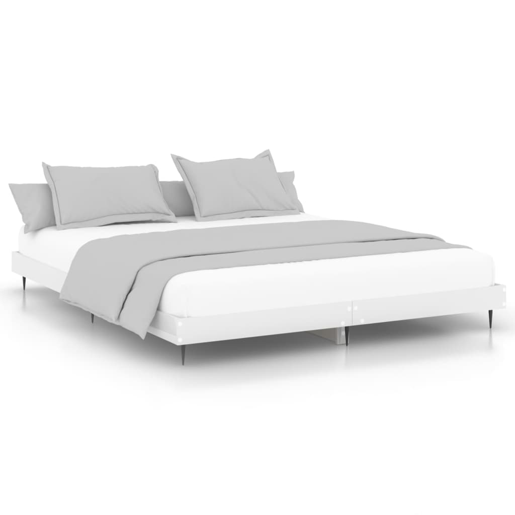 Bed Frame High Gloss White Emperor Engineered Wood