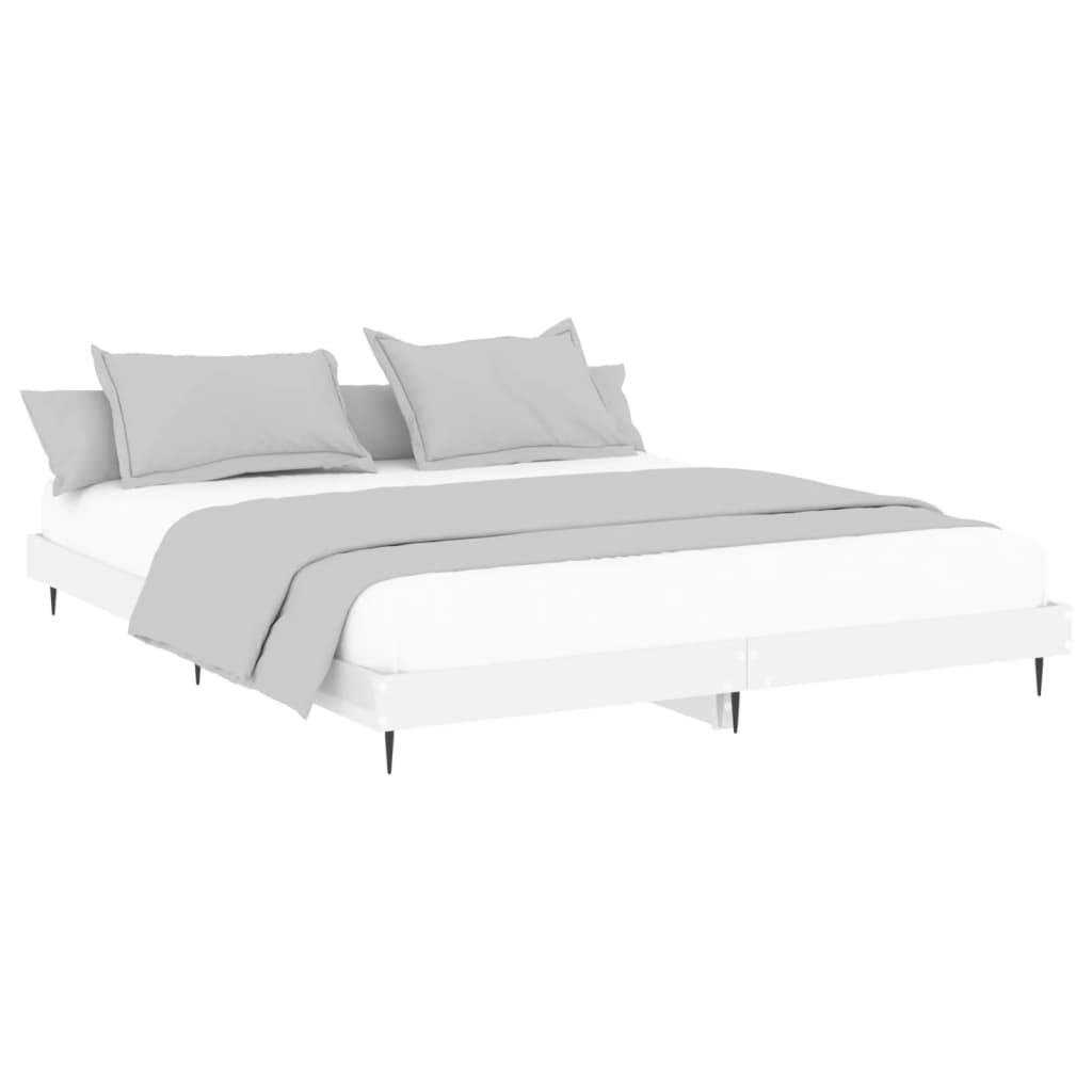 Bed Frame High Gloss White Emperor Engineered Wood