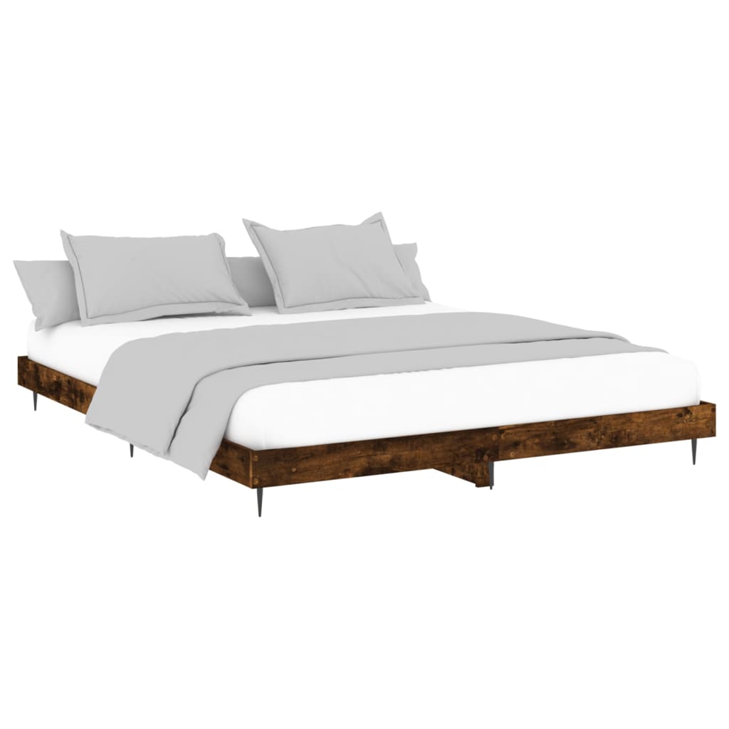 Bed Frame Smoked Oak 200x200 cm Engineered Wood