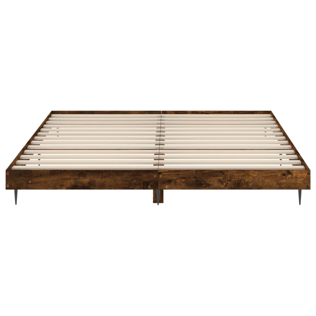 Bed Frame Smoked Oak 200x200 cm Engineered Wood