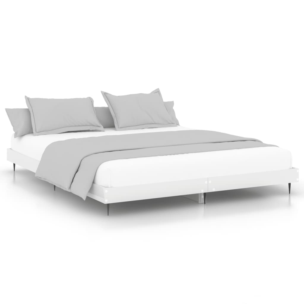 Bed Frame High Gloss White Superking Super King Engineered Wood