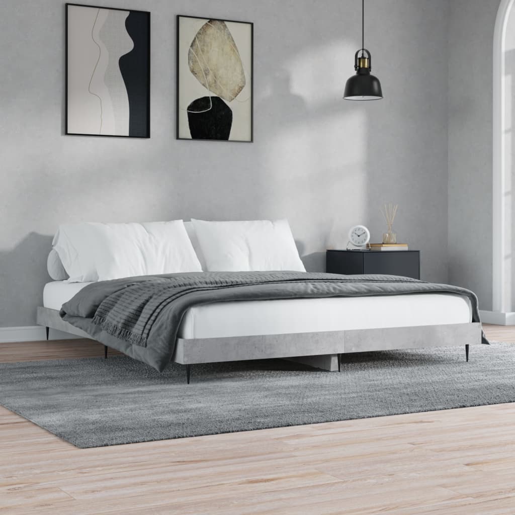 Bed Frame Concrete Grey Superking Super King Engineered Wood