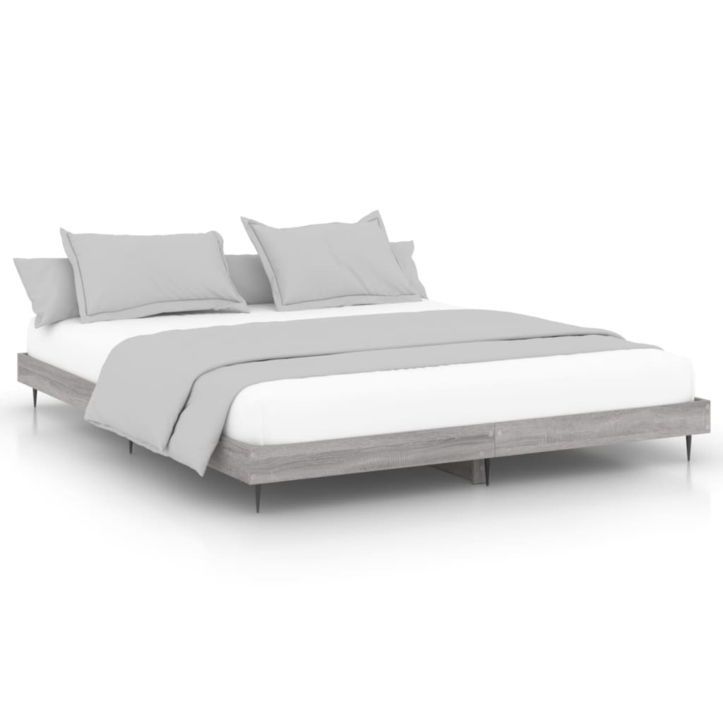 Bed Frame Grey Sonoma Superking Super King Engineered Wood