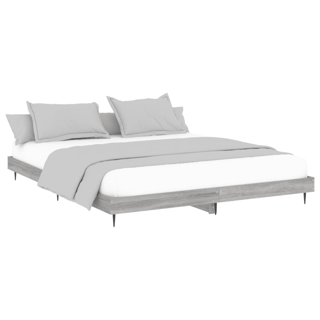 Bed Frame Grey Sonoma Superking Super King Engineered Wood