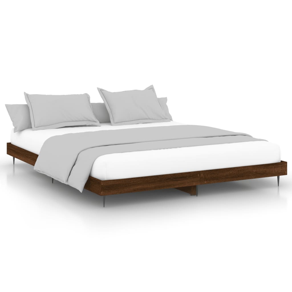 Bed Frame without Mattress Brown Oak 180x200 cm Super King Engineered Wood