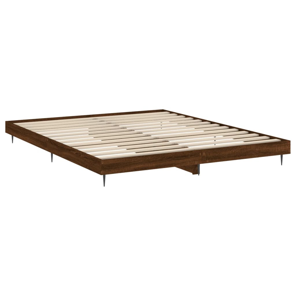 Bed Frame without Mattress Brown Oak 180x200 cm Super King Engineered Wood