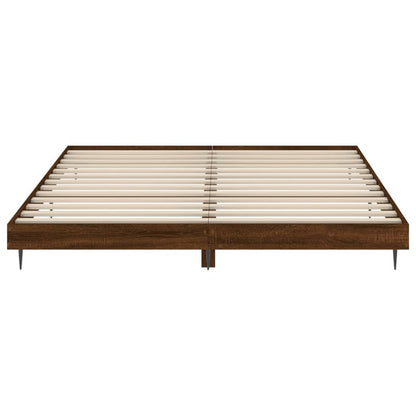 Bed Frame without Mattress Brown Oak 180x200 cm Super King Engineered Wood