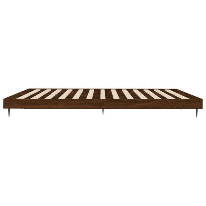 Bed Frame without Mattress Brown Oak 180x200 cm Super King Engineered Wood