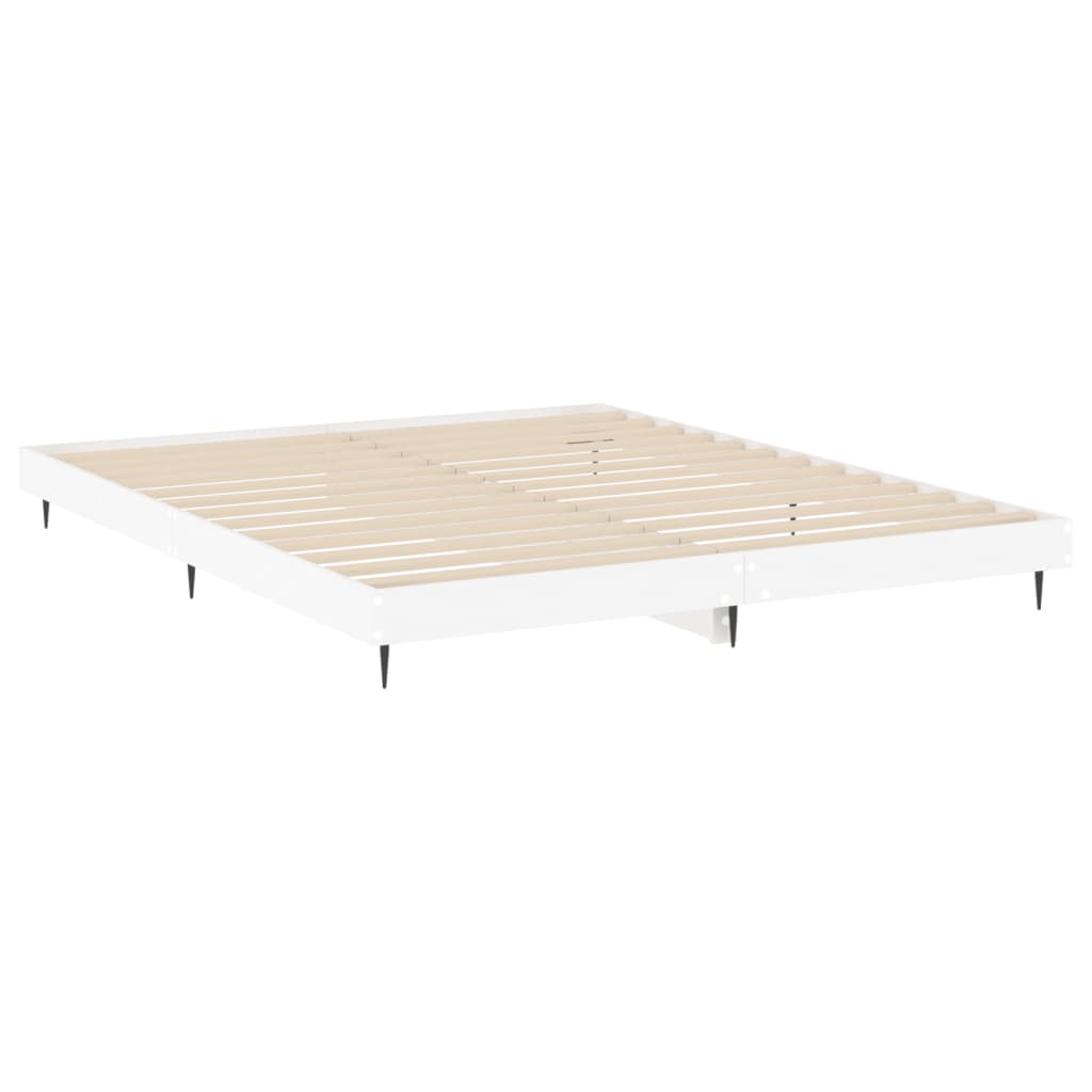 Bed Frame White Queen Size Engineered Wood