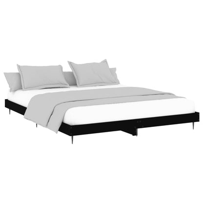 Bed Frame Black Queen Size Engineered Wood