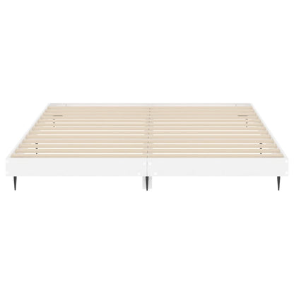 Bed Frame High Gloss White Queen Size Engineered Wood