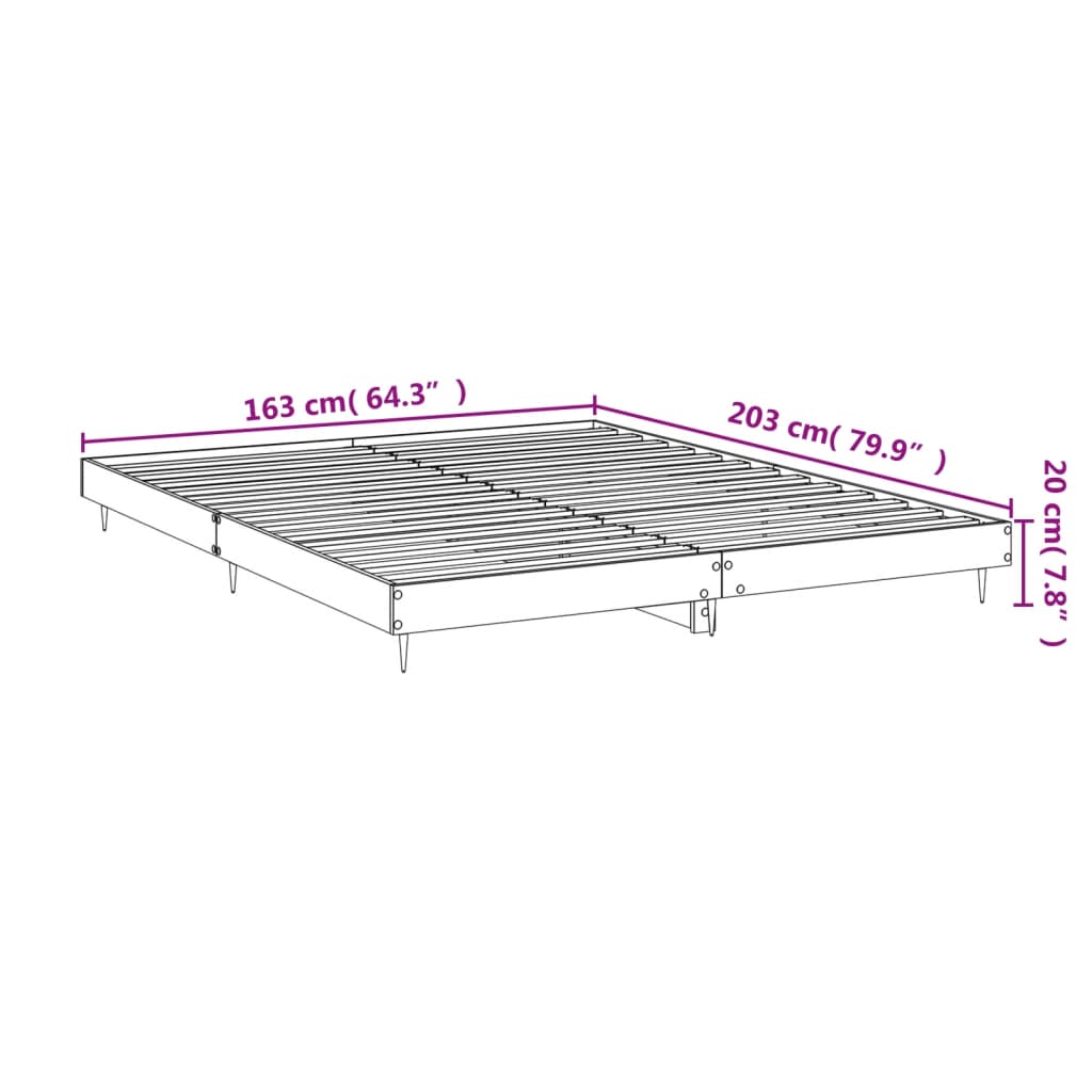 Bed Frame High Gloss White Queen Size Engineered Wood