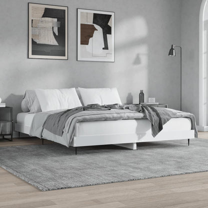 Bed Frame White 150x200 cm King Size Engineered Wood