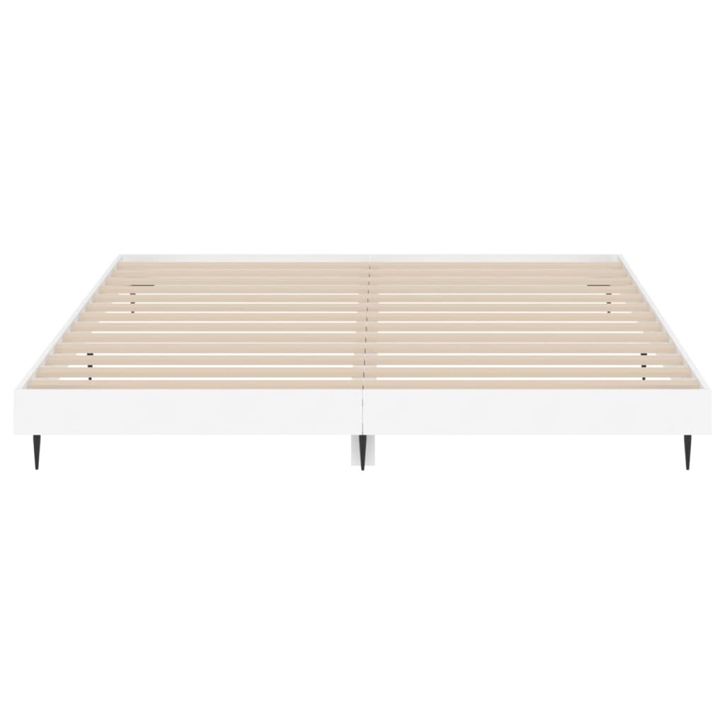 Bed Frame White 150x200 cm King Size Engineered Wood