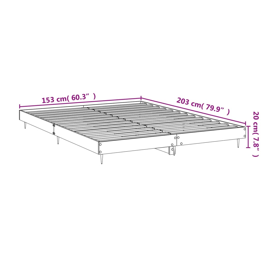 Bed Frame White 150x200 cm King Size Engineered Wood