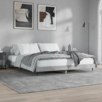 Bed Frame Concrete Grey Tall Double Engineered Wood