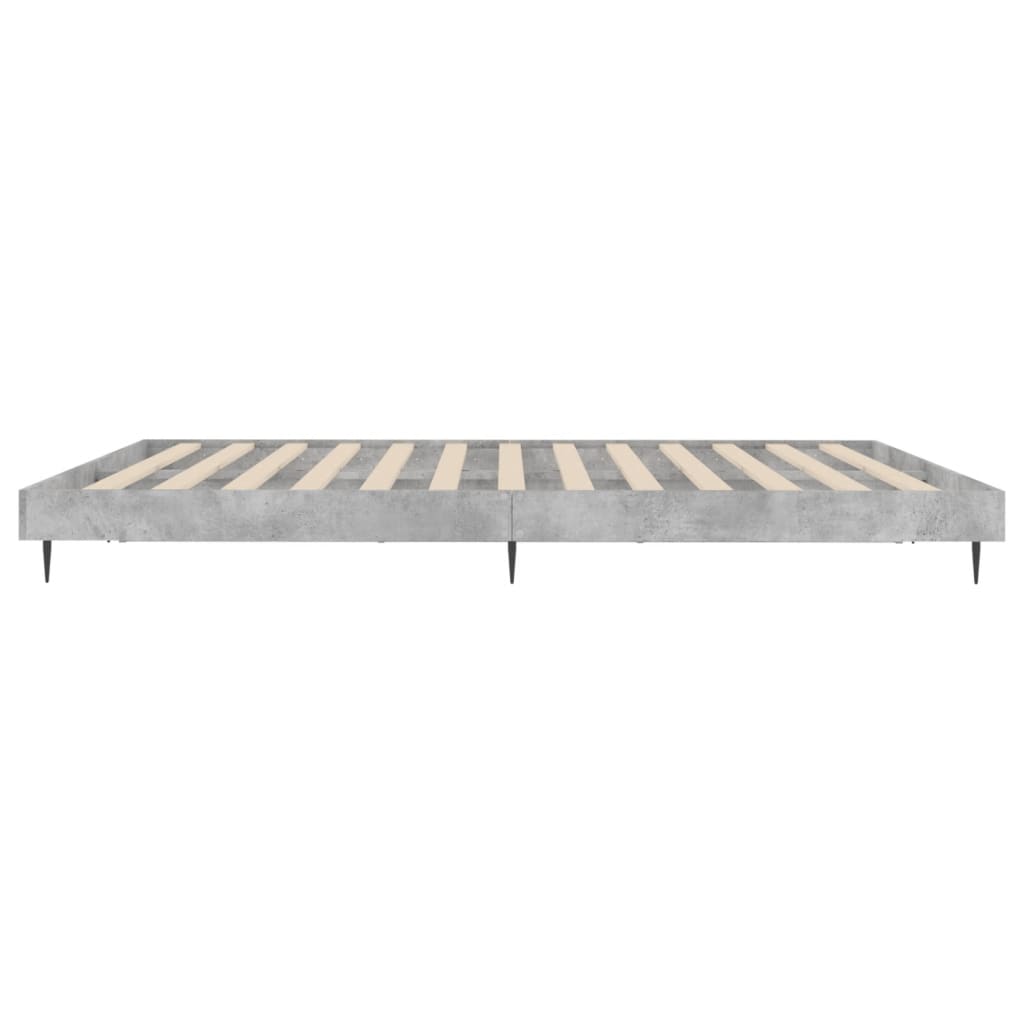 Bed Frame Concrete Grey Tall Double Engineered Wood