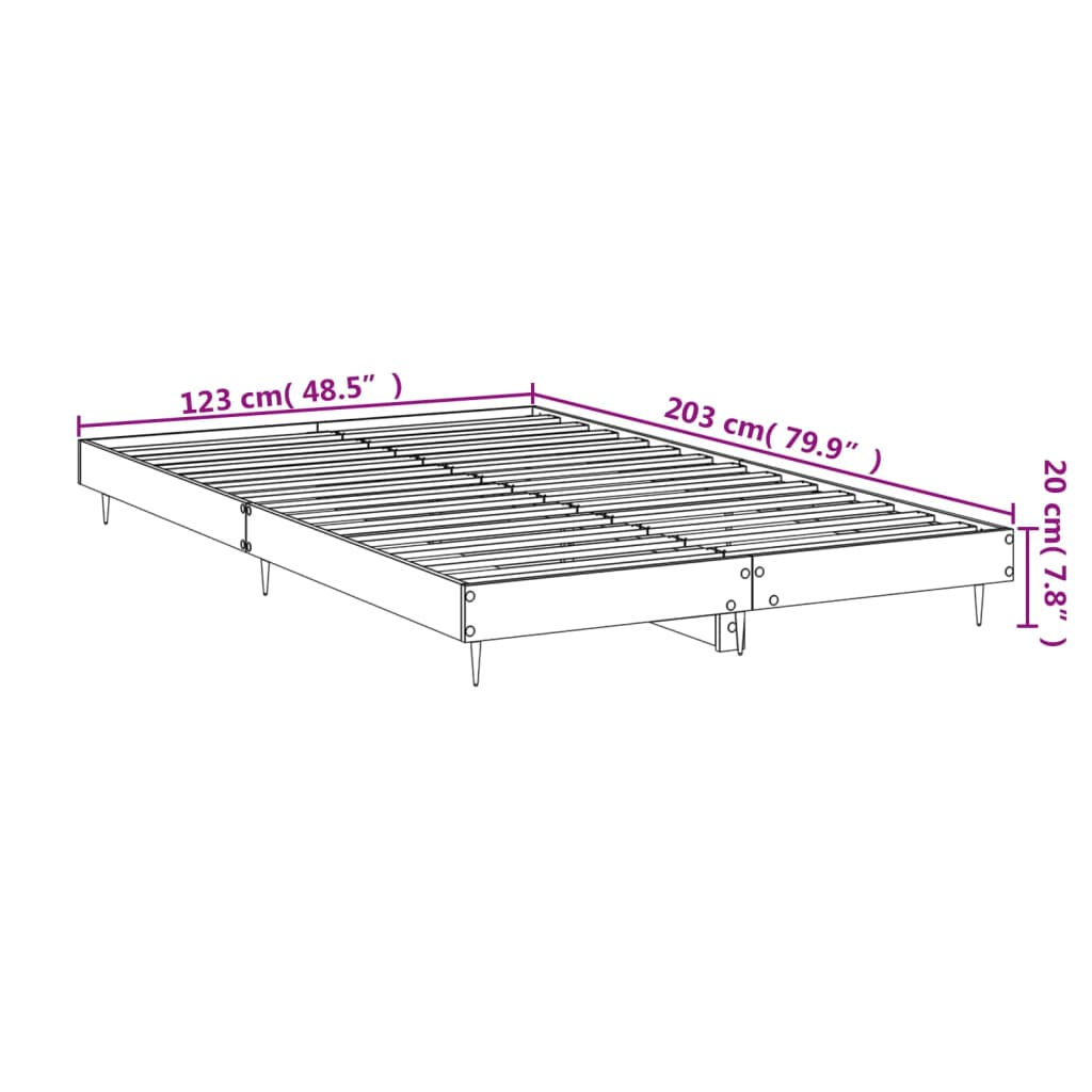 Bed Frame White Tall Small Double Engineered Wood