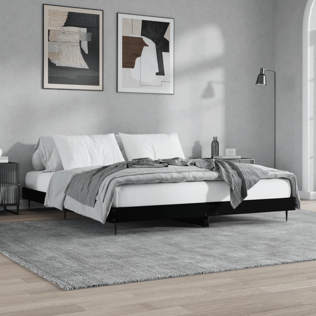 Bed Frame without Mattress Black 120x200 cm Engineered Wood