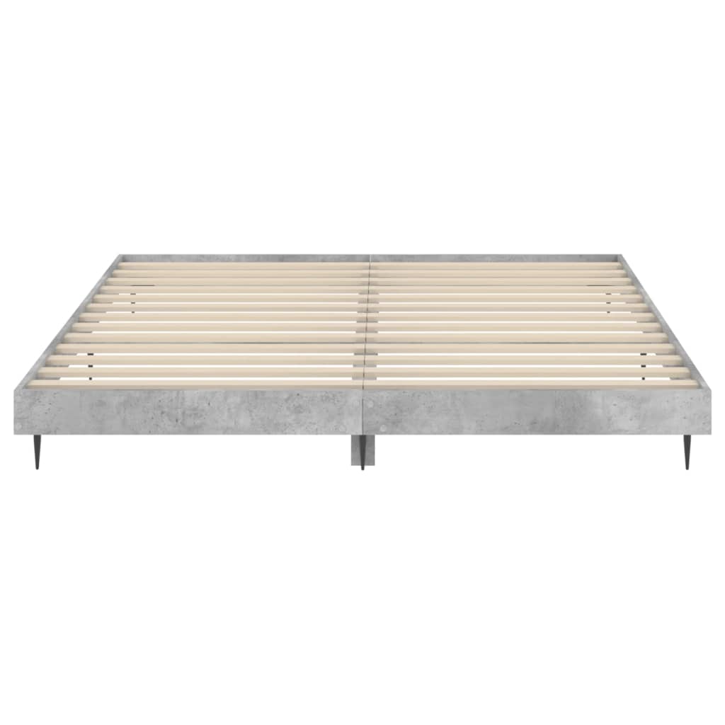 Bed Frame Concrete Grey Tall Small Double Engineered Wood