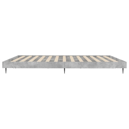 Bed Frame Concrete Grey Tall Small Double Engineered Wood