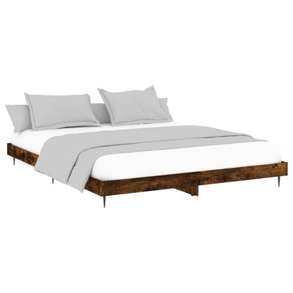 Bed Frame Smoked Oak Tall Small Double Engineered Wood