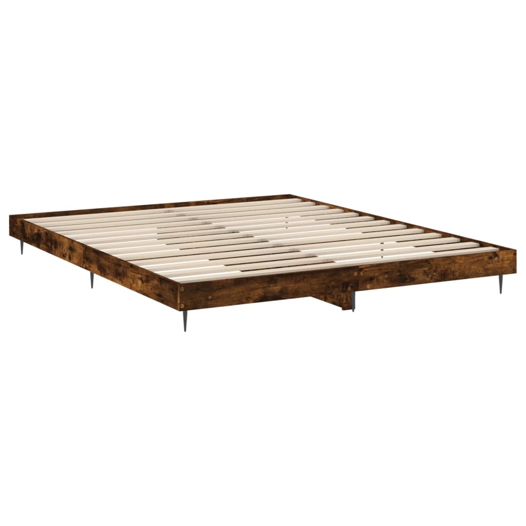 Bed Frame Smoked Oak Tall Small Double Engineered Wood