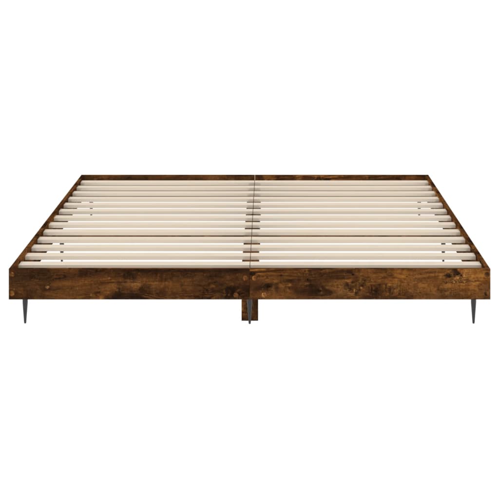 Bed Frame Smoked Oak Tall Small Double Engineered Wood