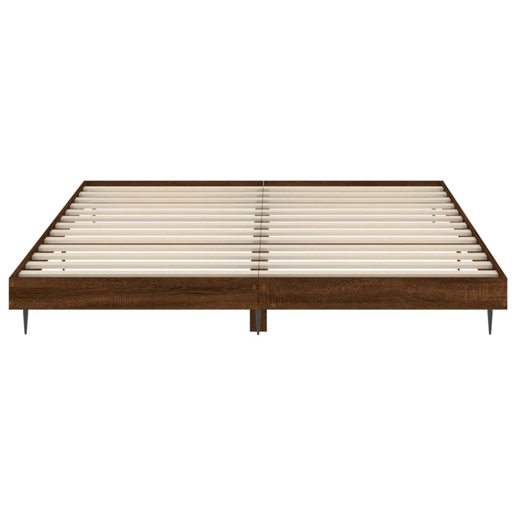 Bed Frame Brown Oak Tall Small Double Engineered Wood