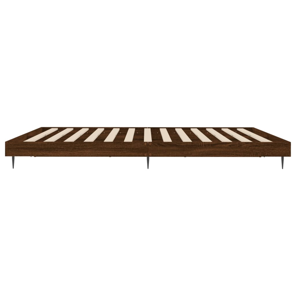 Bed Frame Brown Oak Tall Small Double Engineered Wood