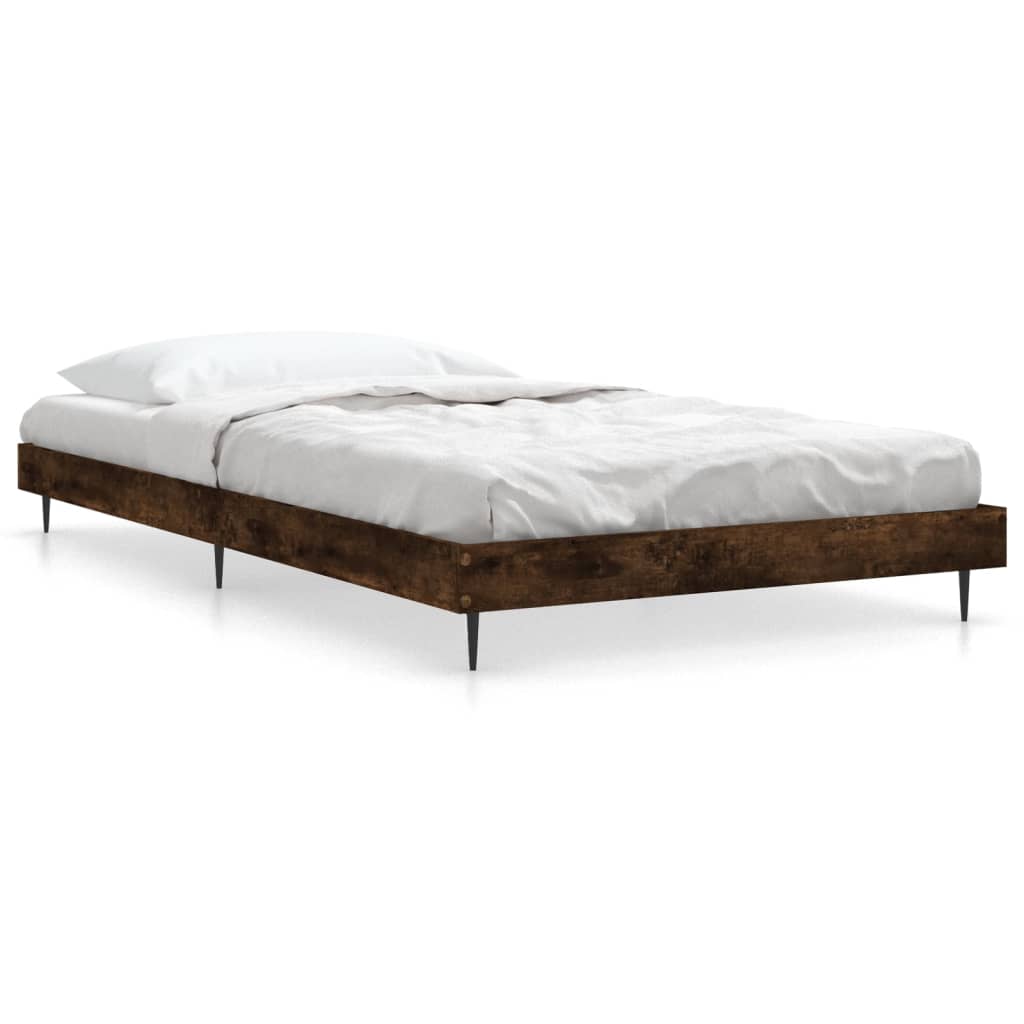 Bed Frame without Mattress Smoked Oak 90x200 cm Engineered Wood