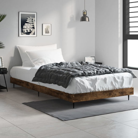 Bed Frame without Mattress Smoked Oak 90x200 cm Engineered Wood