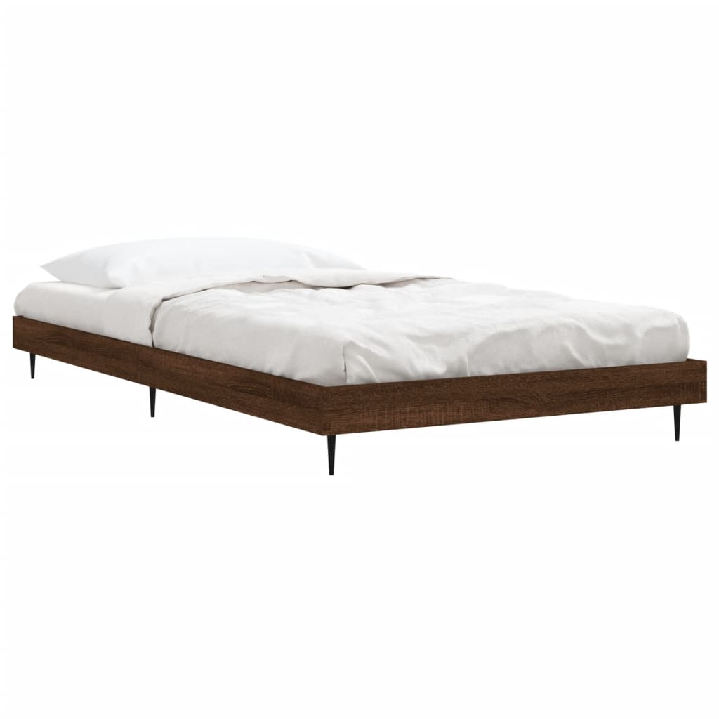 Bed Frame without Mattress Brown Oak 90x200 cm Engineered Wood