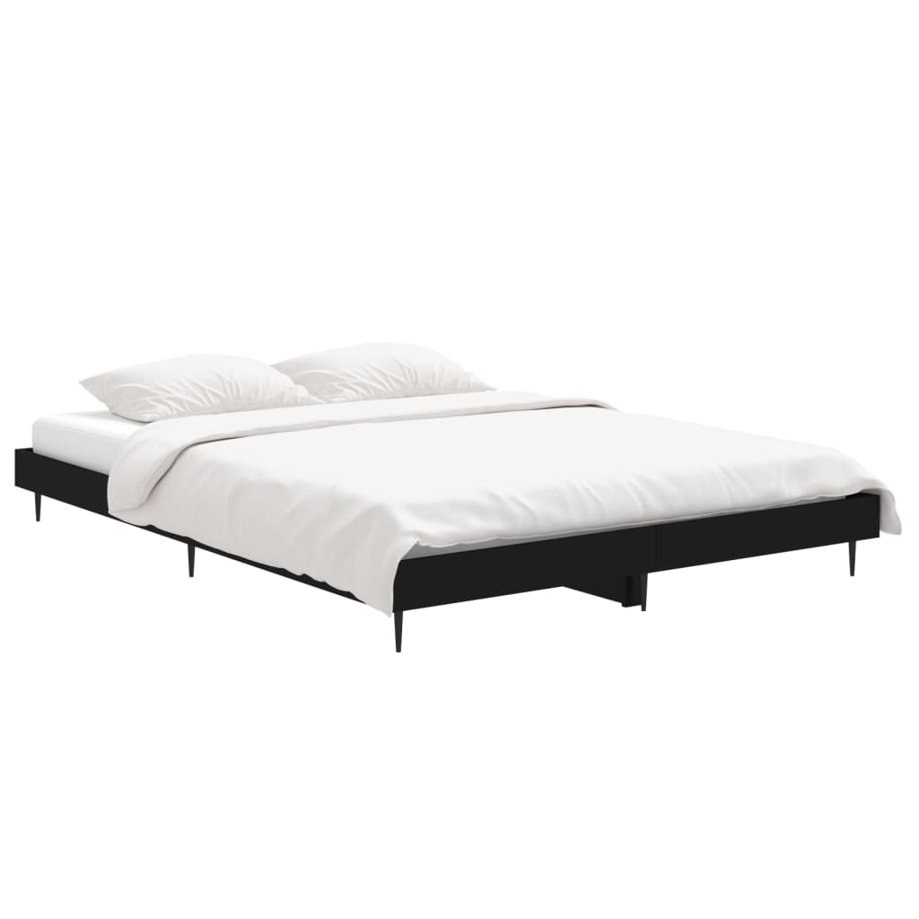 Bed Frame without Mattress Black 140x190 cm Engineered Wood