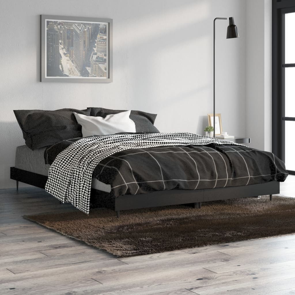 Bed Frame without Mattress Black 140x190 cm Engineered Wood