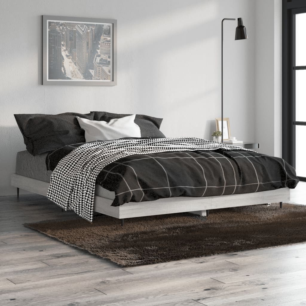 Bed Frame Grey Sonoma Double Engineered Wood