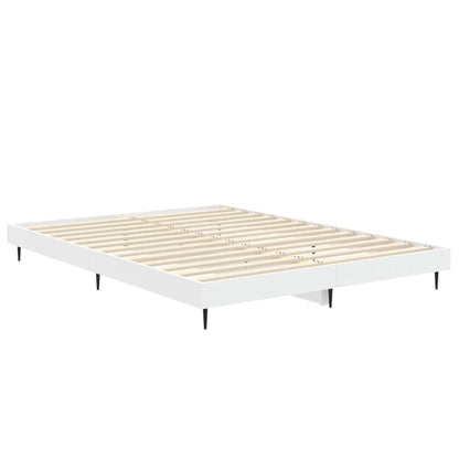 Bed Frame White Double Engineered Wood