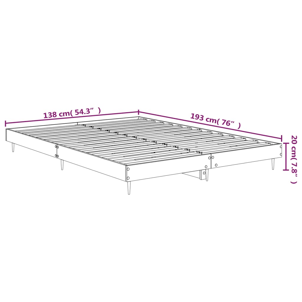 Bed Frame White Double Engineered Wood