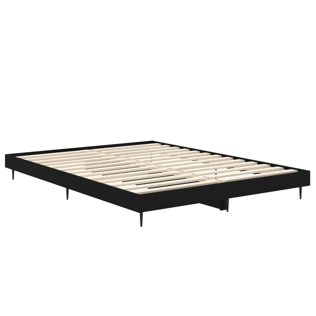 Bed Frame Black Double Engineered Wood