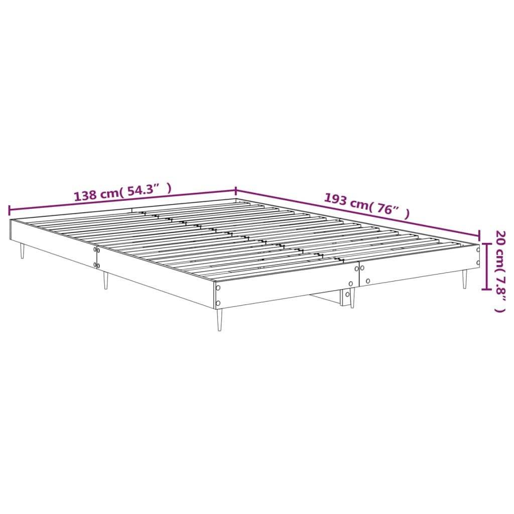 Bed Frame Black Double Engineered Wood