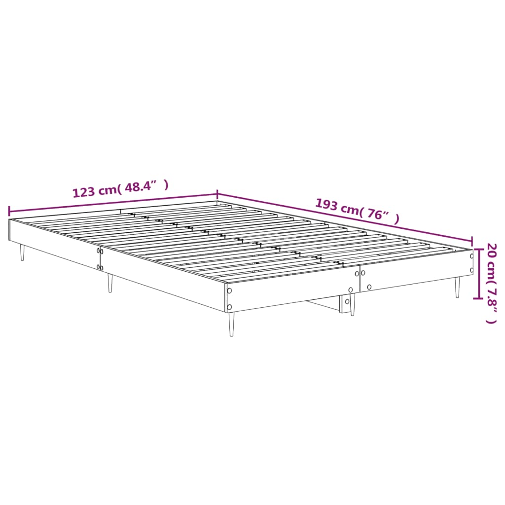 Bed Frame White 120x190 cm Small Double Engineered Wood