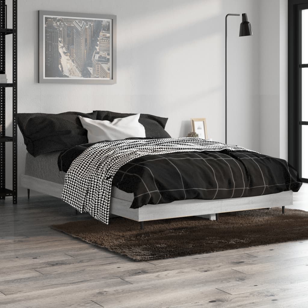 Bed Frame Grey Sonoma Small Double Engineered Wood