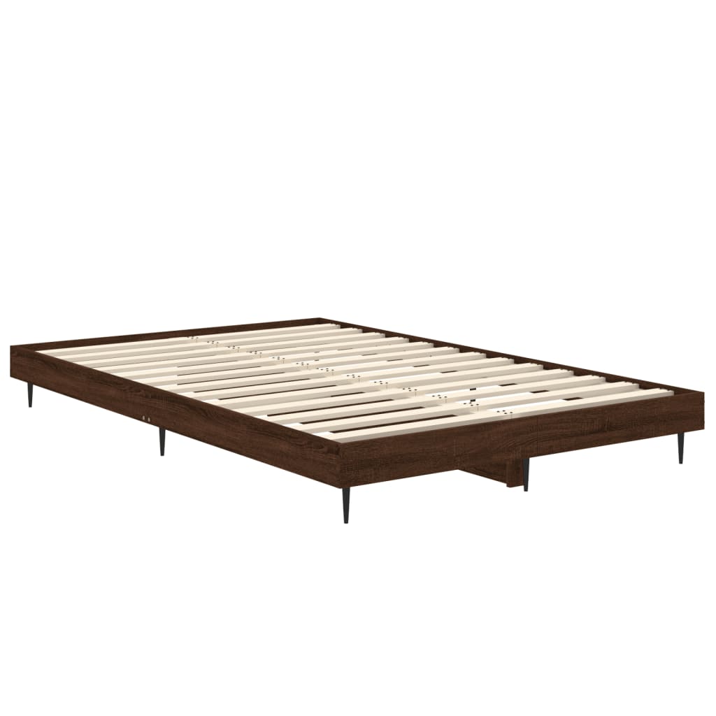 Bed Frame Brown Oak 120x190 cm Small Double Engineered Wood