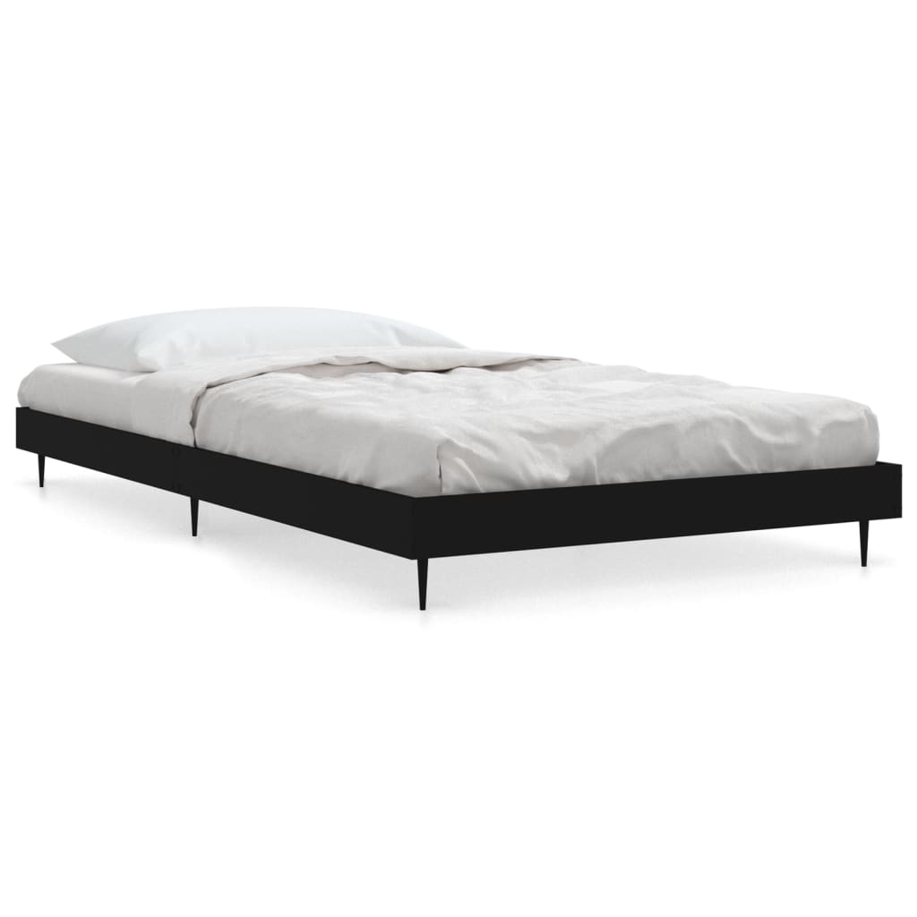 Bed Frame without Mattress Black 90x190 cm Single Engineered Wood