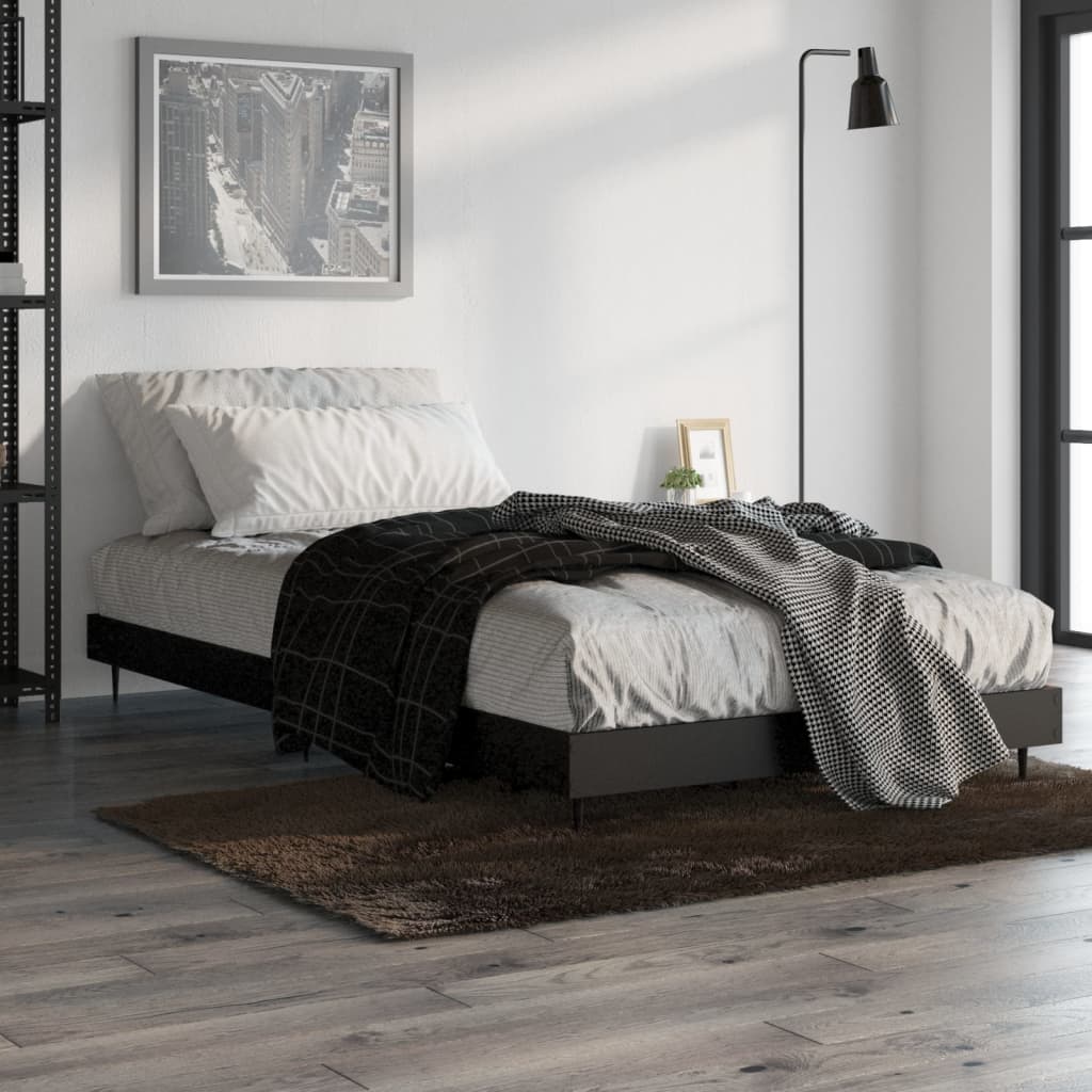 Bed Frame without Mattress Black 90x190 cm Single Engineered Wood