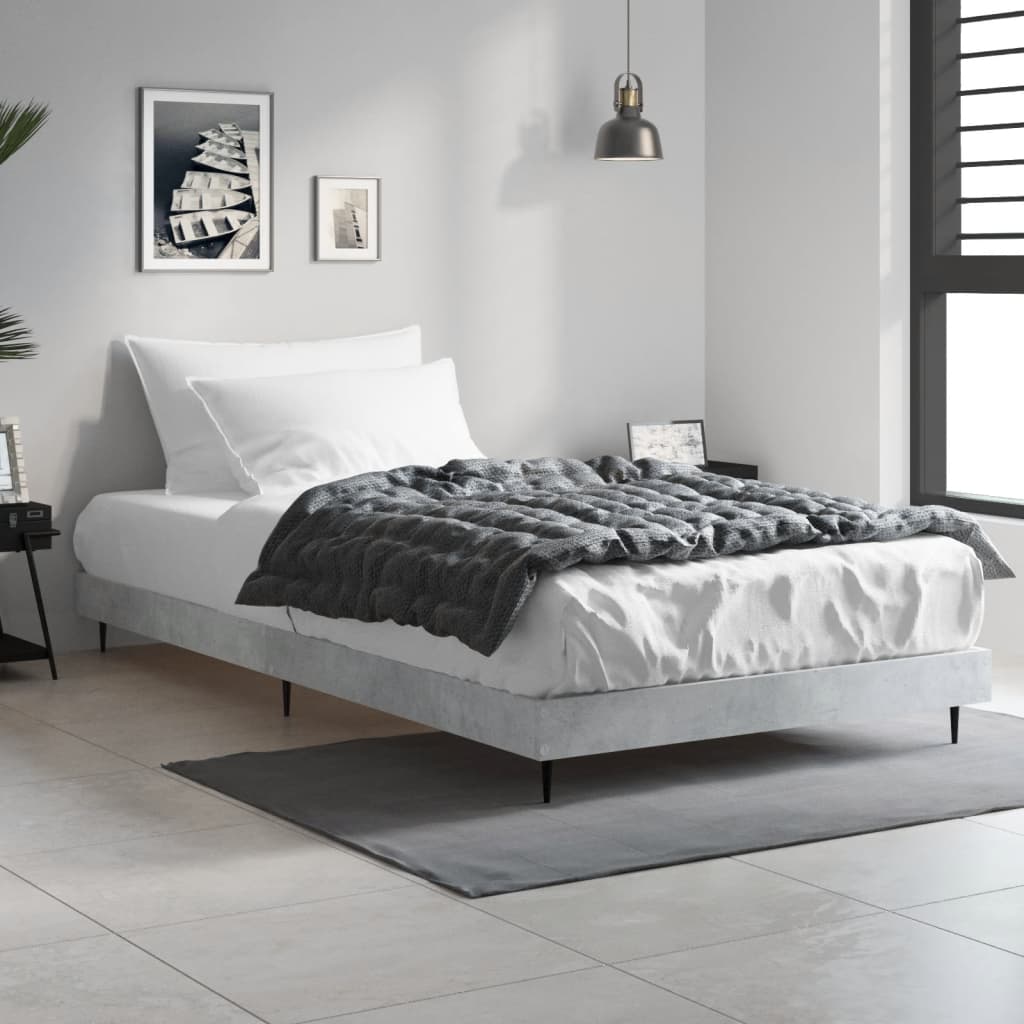 Bed Frame without Mattress Concrete Grey 90x190 cm Single