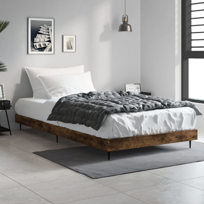 Bed Frame Smoked Oak 90x190 cm Single Engineered Wood