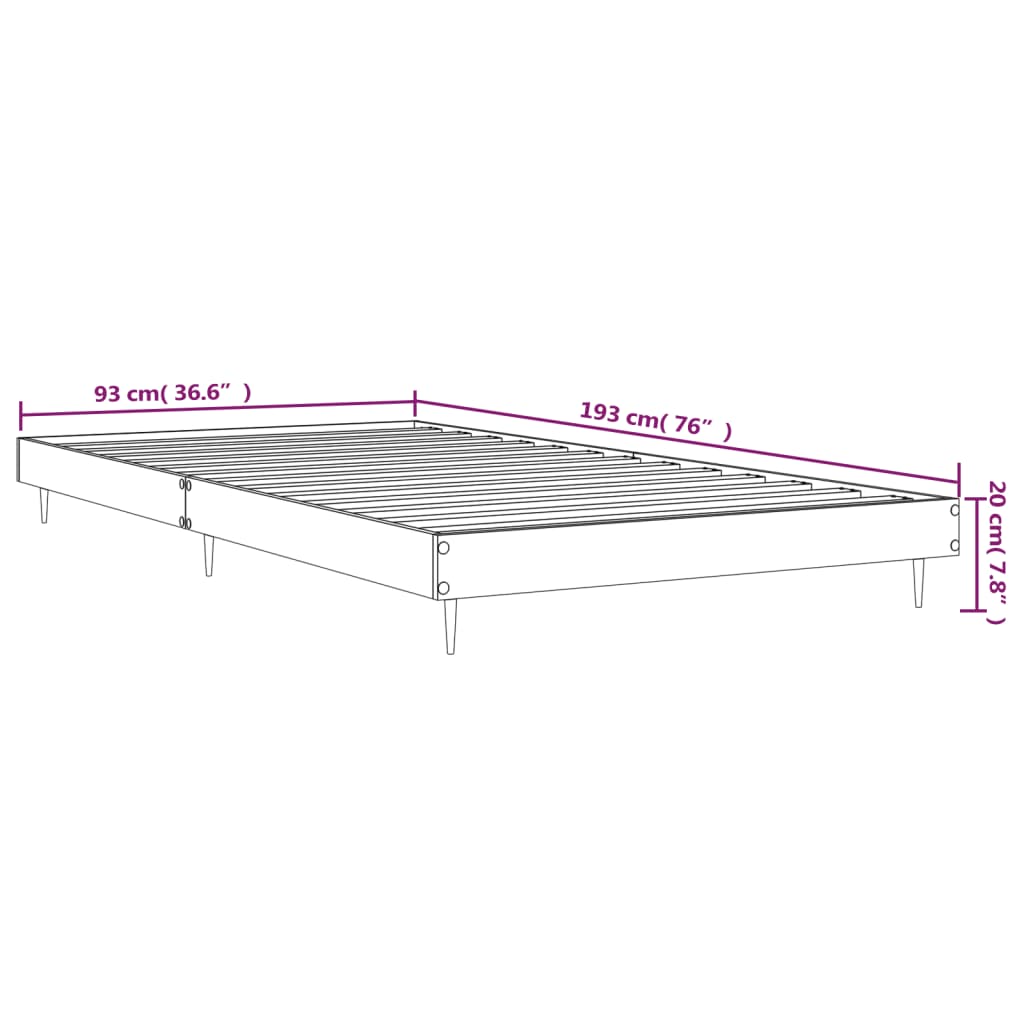 Bed Frame without Mattress Brown Oak 90x190 cm Single Engineered Wood